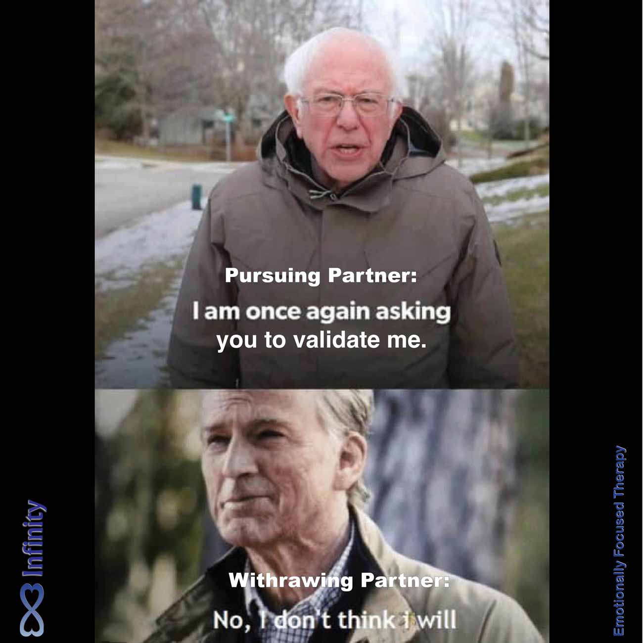 Meme: Burne: "Once Again I'm asking you to validate me."<br />
Cap, "No, I don't think I will."